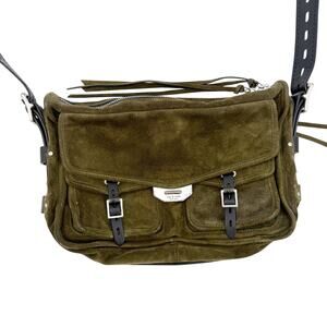 Rag & Bone olive green & black Field Suede Messenger Bag handbag purse crossbody